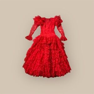 Stunning vintage gothic Red Lace Wedding Dress